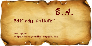 Bárdy Anikó névjegykártya
