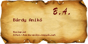 Bárdy Anikó névjegykártya